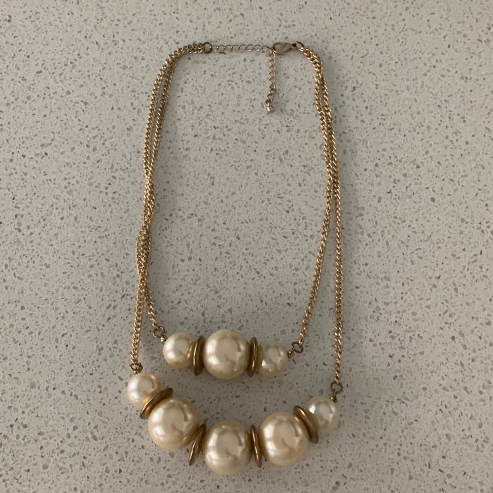 Gold Pearl statement necklace